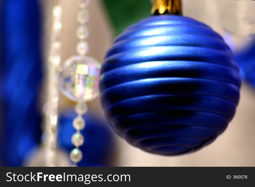 A blue christmas bulb. A blue christmas bulb