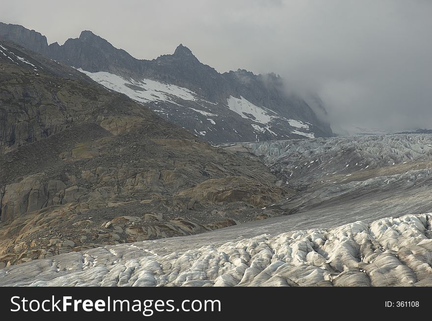 Glacier on Furka Pass, Alps, Valais, Switzerland