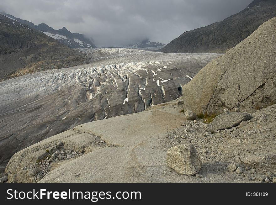 Glacier on Furka Pass, Alps, Valais, Switzerland