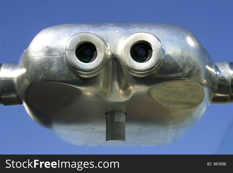 Binoculars on the roof of the rockefeller building, Manhattan, New York, America, USA