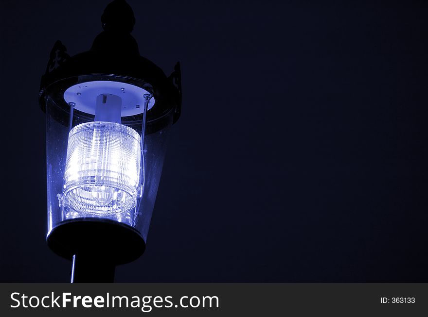 Blue street lamp.