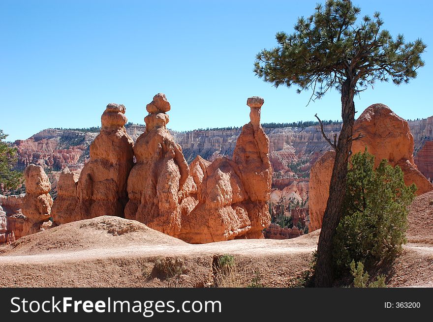 It shows a fantastic rock formation in the Bryce Canyon
