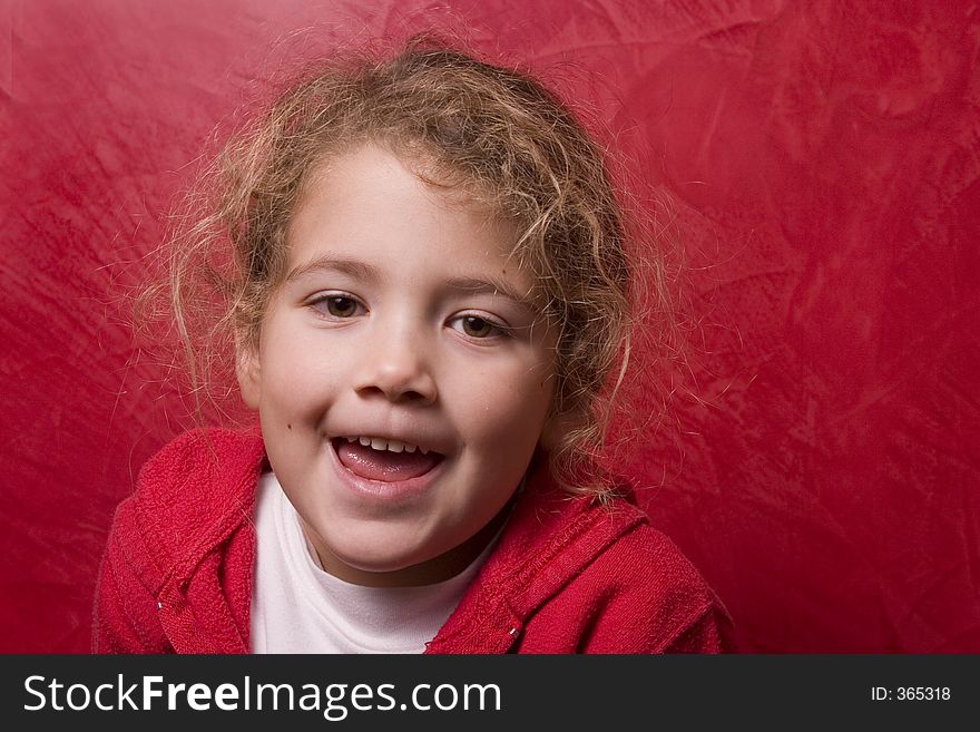 Littlr girl talking to the camera. Littlr girl talking to the camera