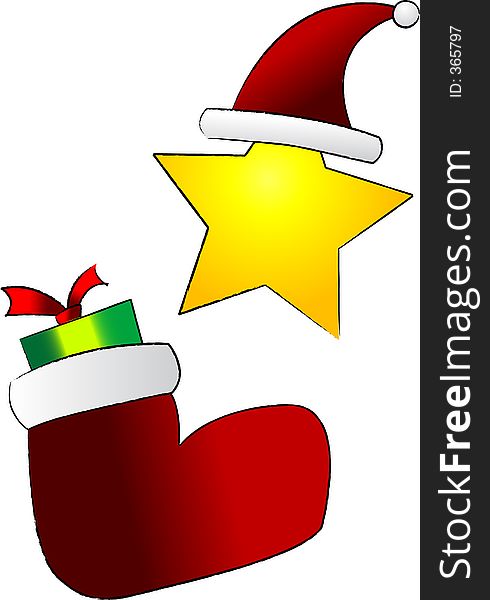 Cartoon drawing of Christmas ornaments and decoration. Cartoon drawing of Christmas ornaments and decoration