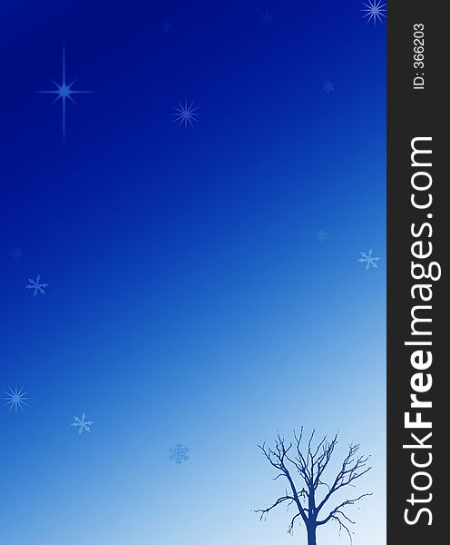Abstract sky at dusk with star and snowflakes. Abstract sky at dusk with star and snowflakes