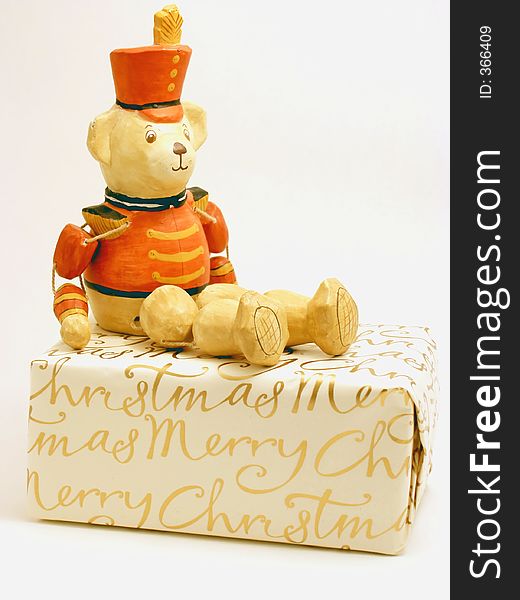 Toy Bear Soldier On Christmas Gift