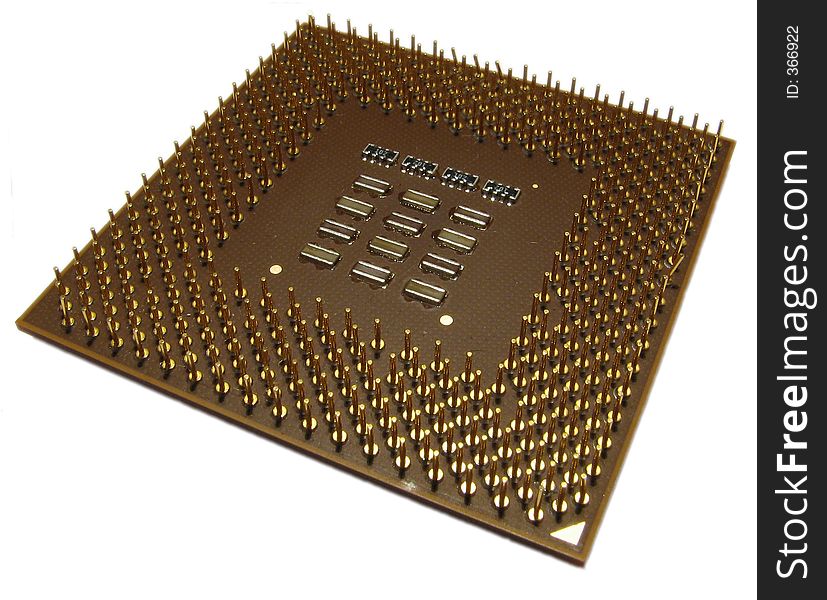 A Macro shot of a computer CPU. A Macro shot of a computer CPU