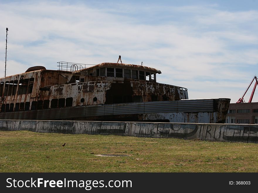 Abandoned ship, La Boca, Buenos Aires, Argentina. Abandoned ship, La Boca, Buenos Aires, Argentina