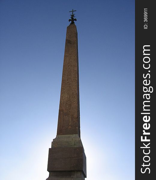 Egyptian Obelisk at the top of the Spanish Steps in Rome. Egyptian Obelisk at the top of the Spanish Steps in Rome