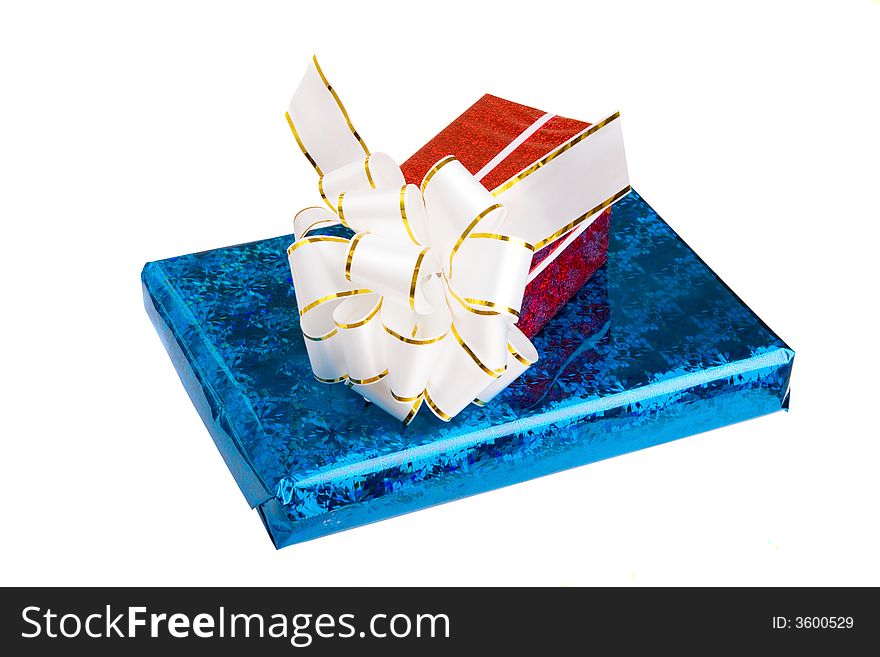 Blue and red gift boxes