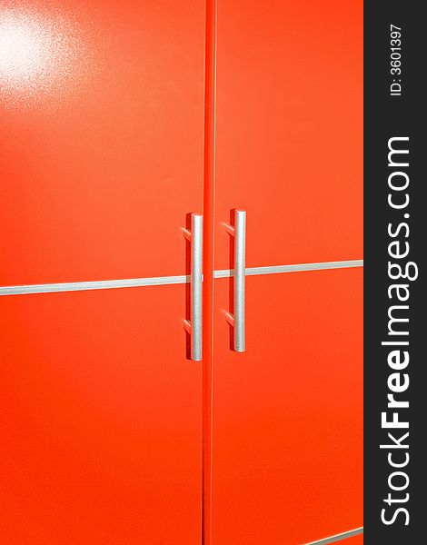 Pure red locker door with silver details