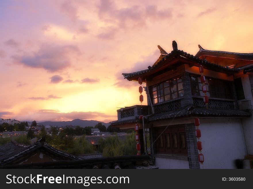 sunglow of Lijiang town