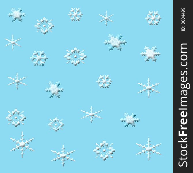 Delicate assorted textured snowflakes on solid background. Delicate assorted textured snowflakes on solid background