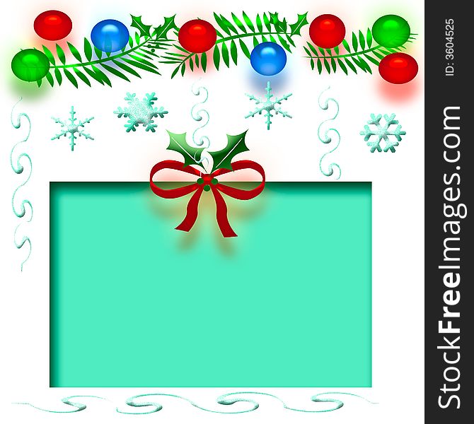 Christmas sign cutout with ornaments and snowflakes. Christmas sign cutout with ornaments and snowflakes