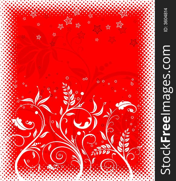 Abstract flower background with stars & dots, element for design, vector illustration