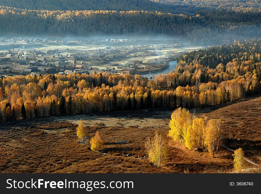 Wisps of smoke rose continuously from the mountain village chimneys. Wisps of smoke rose continuously from the mountain village chimneys.