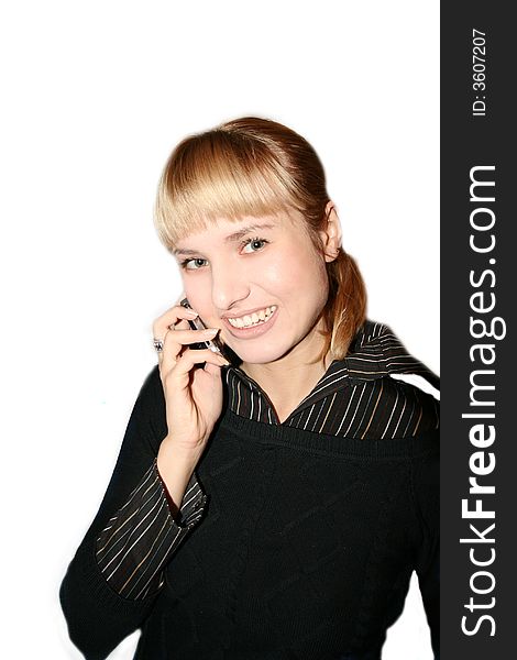 Woman is calling by phone