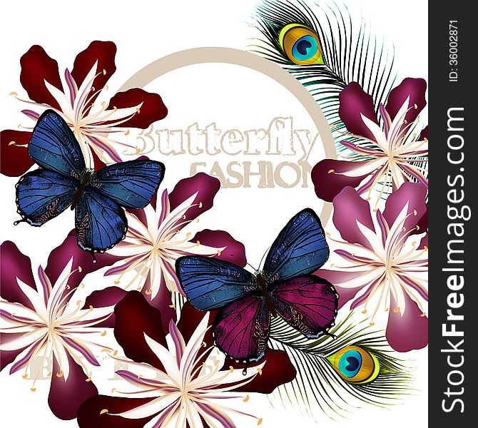 Fashion vector background with butterflies