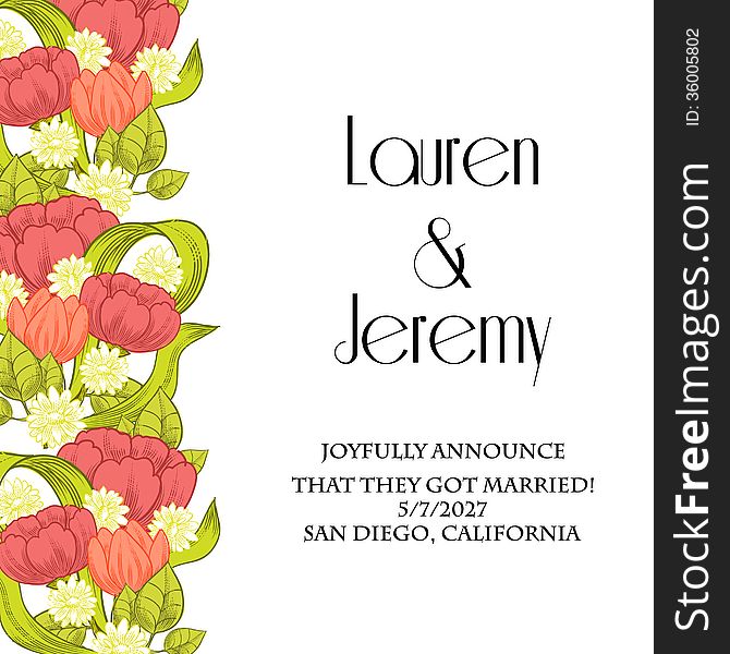 Wedding card or invitation with abstract floral background