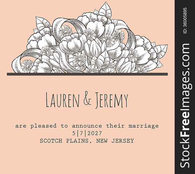 Wedding card or invitation with abstract floral background