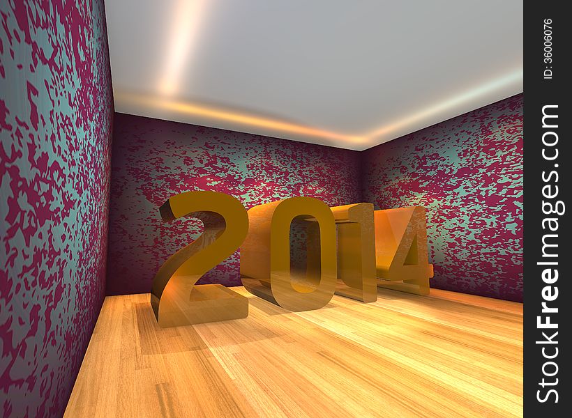 Happy New Year - 2014 in Empty room