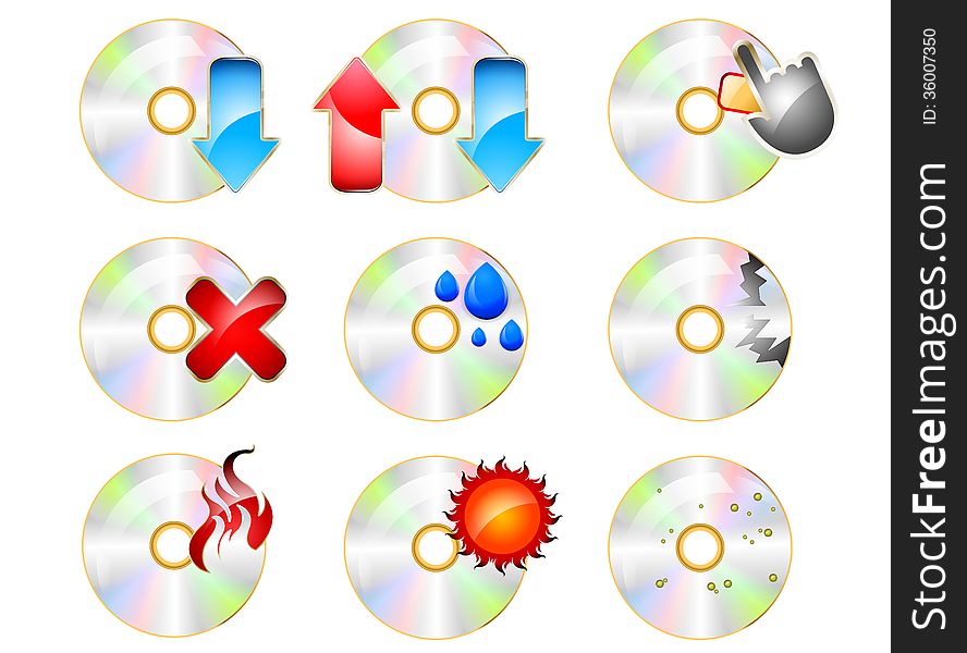 Illustration CD ROM Icon set on a white background