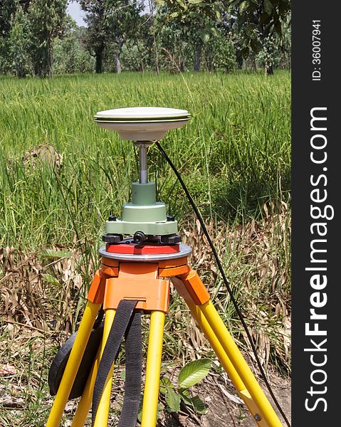 GPS surveying , close up GPS unit in field