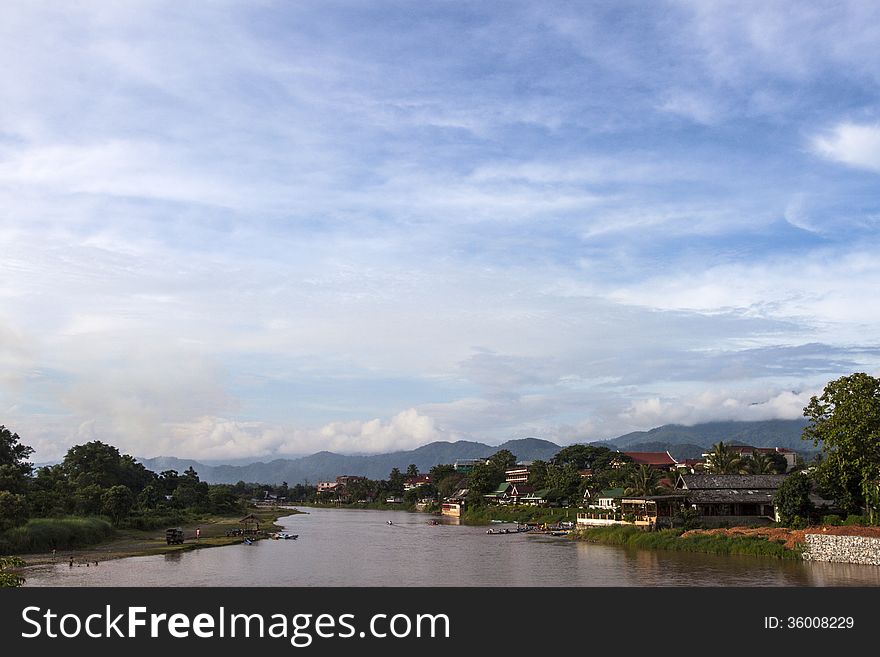 The Song river at Vang Vieng is a good place for relaxing and travel in weekend. The Song river at Vang Vieng is a good place for relaxing and travel in weekend