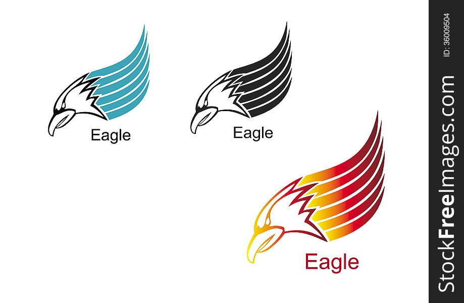 Vector illustrations eagle heads with wing
