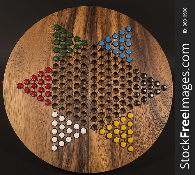 View of Wooden Chinese Checkers Set