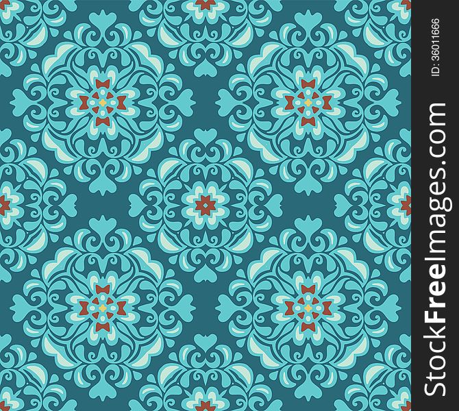 Ethnic tiled flower seamless pattern. Ethnic tiled flower seamless pattern