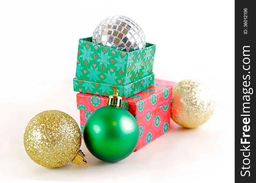 Presents with Christmas balls