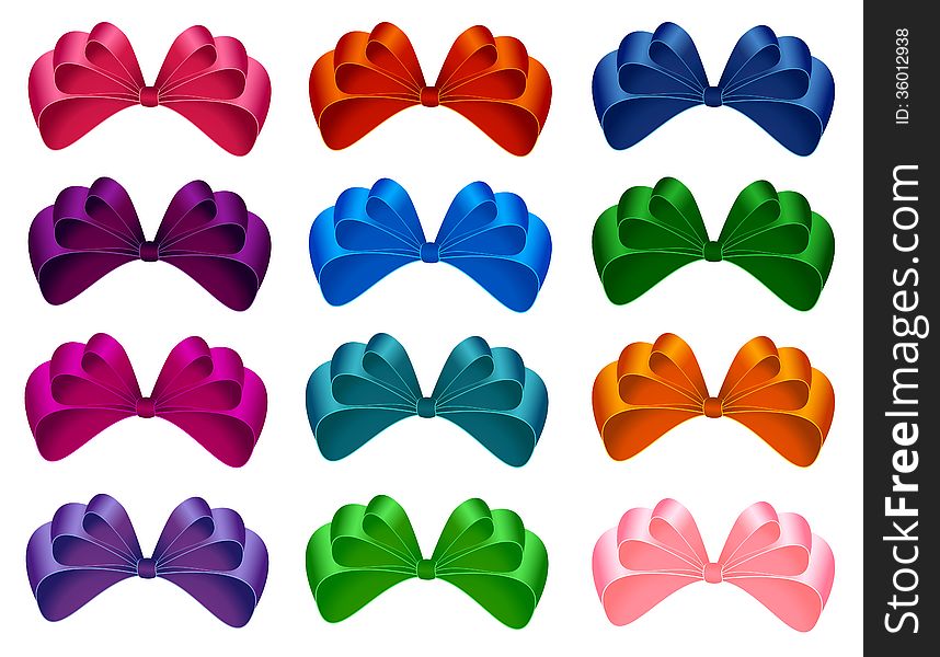 Set of colorful bows isolated on white background. Set of colorful bows isolated on white background.