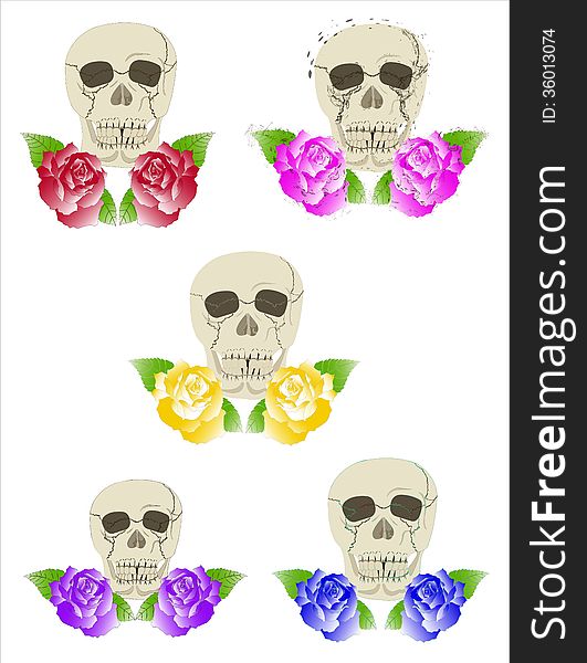 Five duets of skulls and roses