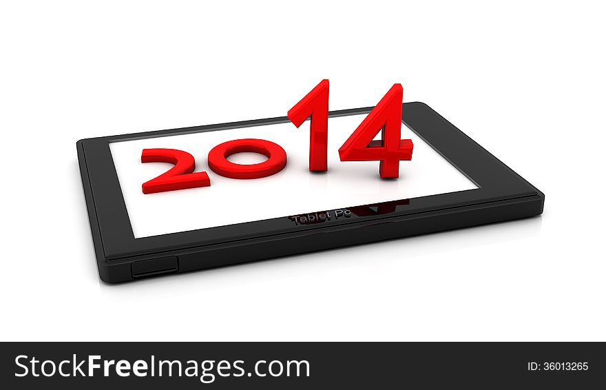 New year 2014 in a tablet. New year 2014 in a tablet