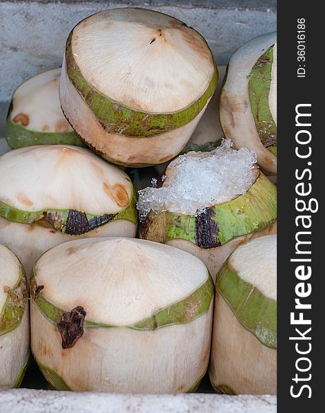 Fresh coconut in the ice box.