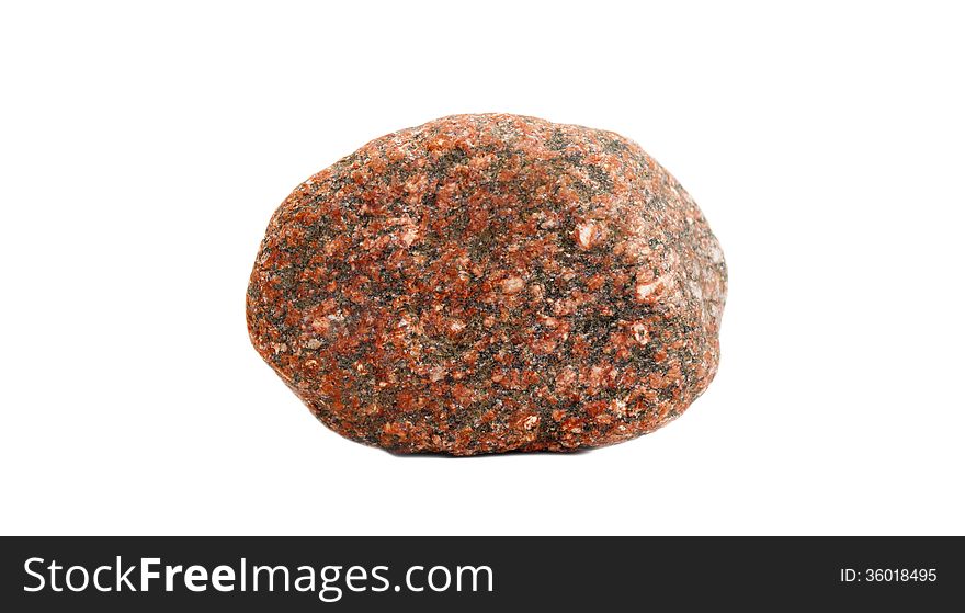 Red granite stone isolated on white background