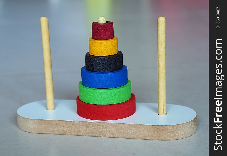 Tower of Hanoi Wooden Toy Puzzle Old Chinese Game. Tower of Hanoi Wooden Toy Puzzle Old Chinese Game
