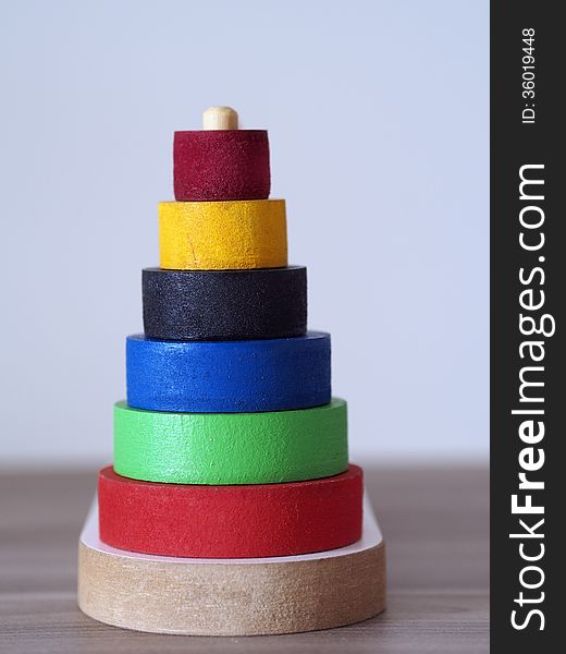 Tower of Hanoi Wooden Toy Puzzle Old Chinese Game. Tower of Hanoi Wooden Toy Puzzle Old Chinese Game