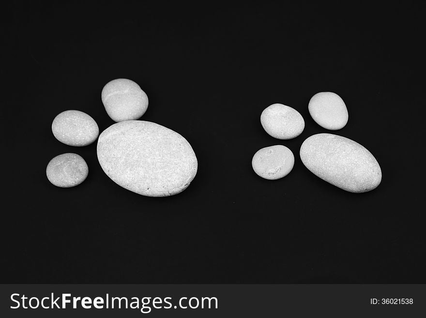 Footprint on the black background