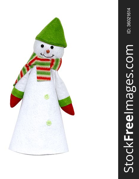 Smiling, kind snowman, soft toy for Christmas and New year