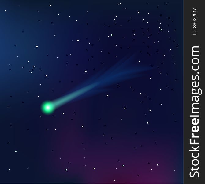 Comet on a starry sky vector illustration. This is file of EPS10 format.