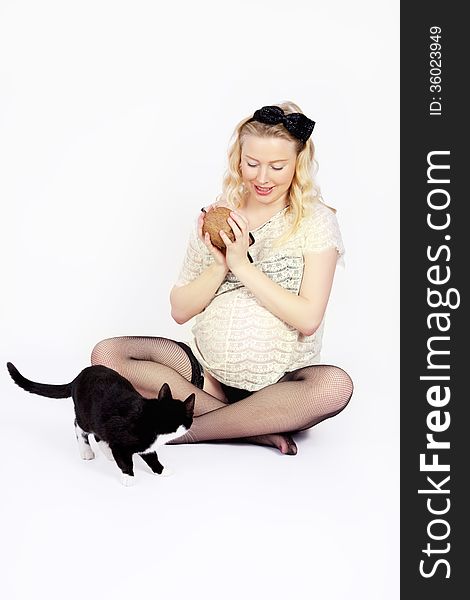 Woman Plays With Cat