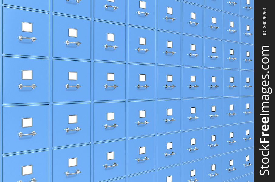 Blue wall of File Cabinets. Blue wall of File Cabinets.