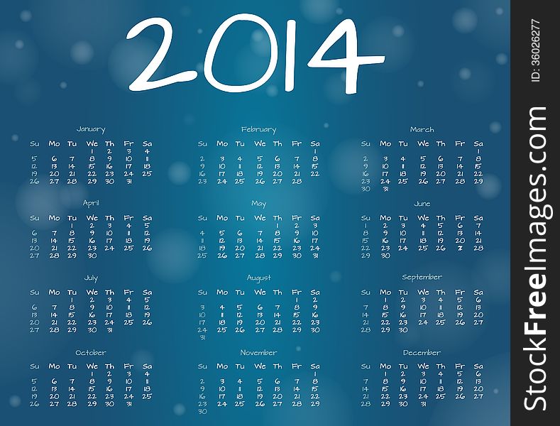 2014 calendar in underwater style - with different bubbles. 2014 calendar in underwater style - with different bubbles