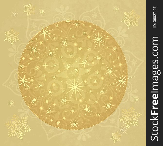 Old paper with golden Christmas ball and snowflakes (vector eps 10). Old paper with golden Christmas ball and snowflakes (vector eps 10)