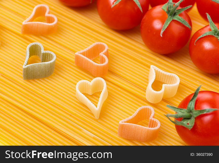 Spaghetti And Pasta In The Form Of Heart, Close-up