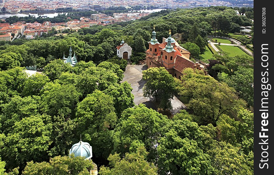 Church of St Lawrence. View from Petrin Lookout Tower.