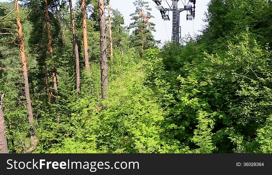 Ski Chairlift On Mount Tserkovka In Belokurikha. Altai Krai.