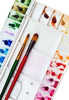 Paintbrush And Palette Royalty Free Stock Photos